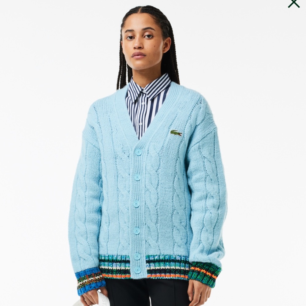 Lacoste Unisex Cable Knit WoolCardigan